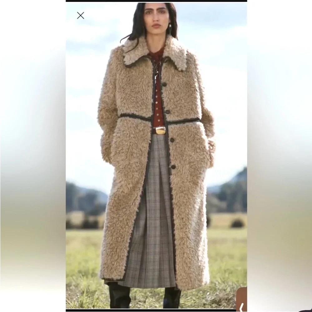 Zara LIMITED EDITION LONG FLEECE COAT sz.S